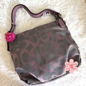 COACH Purple Signature Canvas Duffle Shoulder Bag Crossbody